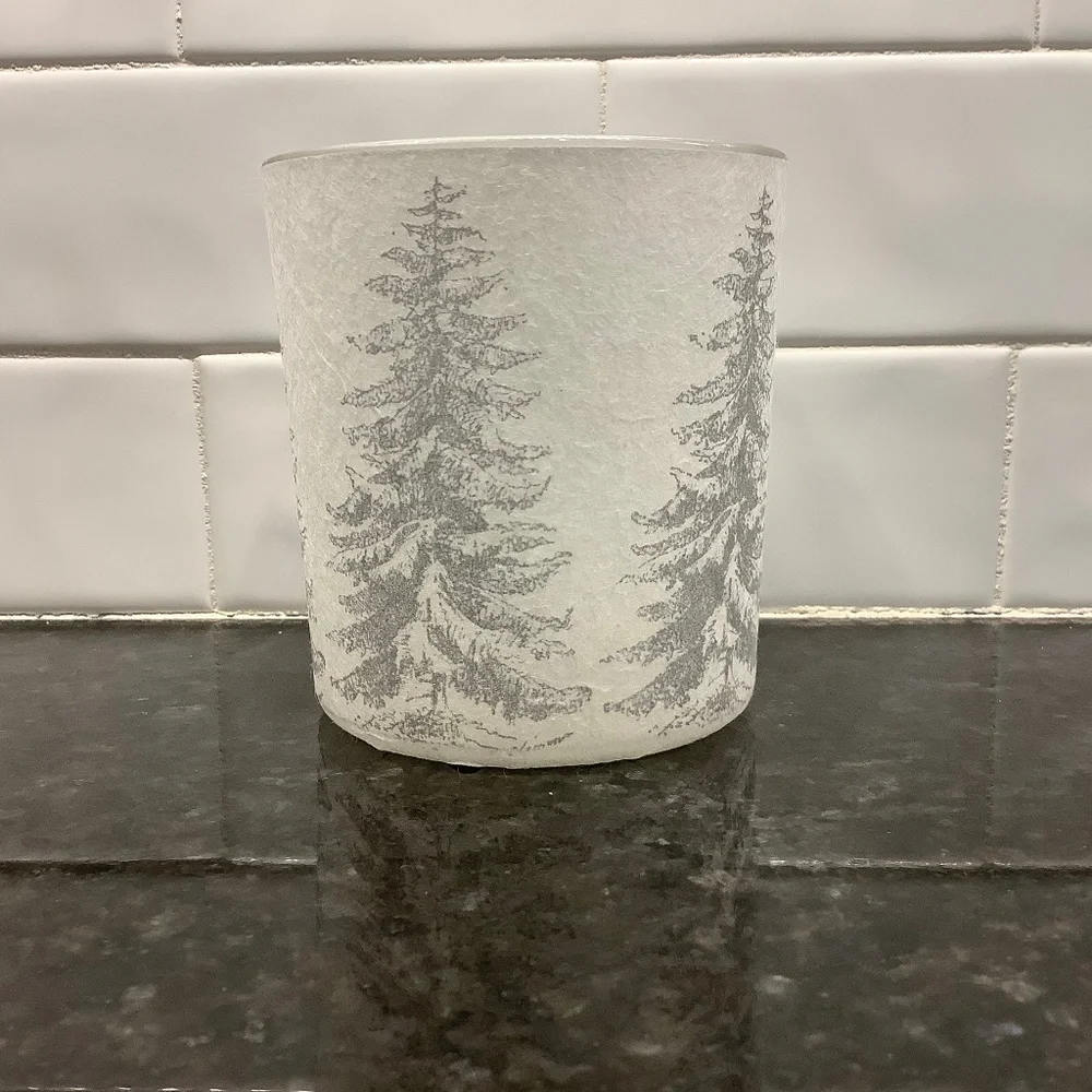 Candle Holder Silver Trees 3.15
